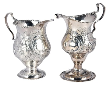 Two George III English Silver Creamers