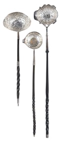 Three George II English Silver Toddy Ladles