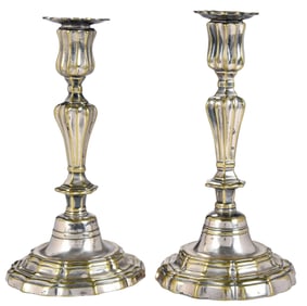 Pair French Silver Plate Candlesticks