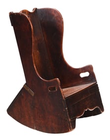 Early British Mahogany Child's Rocking Chair in Old Surface