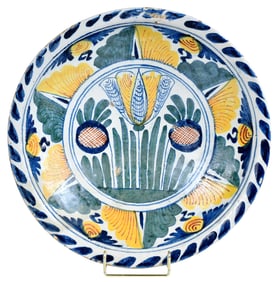 English Delft Polychrome Tulip Charger