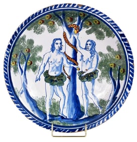 English Delft Adam and Eve Charger