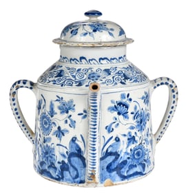 Large English Delft Blue and White Posset Pot