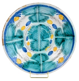 English Delft Polychrome Oak Leaf Charger