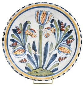 English Delft Polychrome Tulip Charger