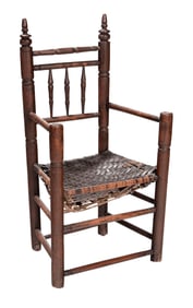 American Pilgrim Century Carver Chair in Old Brown Paint