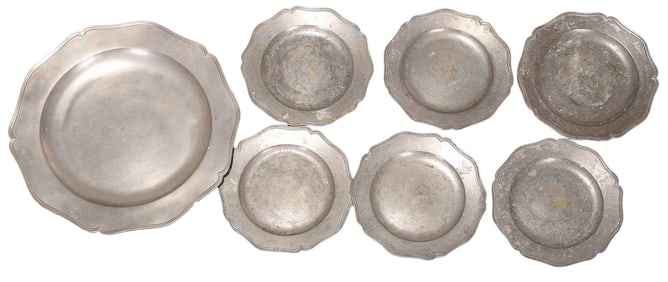 Seven Pewter Dishes, Robert King and John Townsend