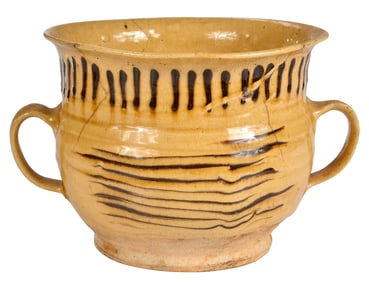 English Double Handled Slipware Posset Cup with Combed Decoration