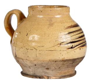 English Slipware Honey Pot With Combed Decoration