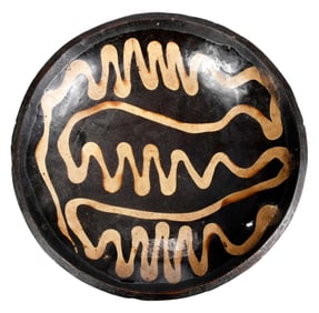 English Slipware Baking Dish with Sinuous Decoration