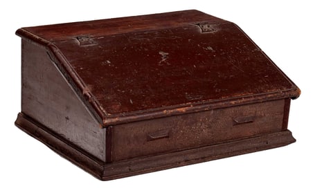 Fine and Rare New England Pilgrim Century Tabletop Desk in Early Paint