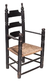 Pilgrim Century Black Painted Slat Back Great Chair