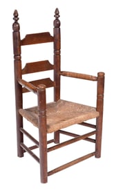 Early New England Pilgrim Century Slat Back Chair