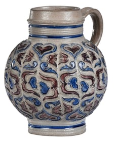 Westerwald Manganese and Cobalt Salt Glazed Jug