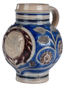 Westerwald Salt Glazed Armorial Jug, House of Orange