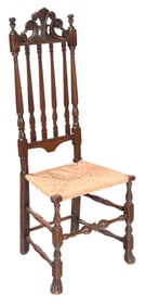 Massachusetts William and Mary Carved Banister Back Side Chair