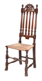 New England William and Mary Carved Banister Back Side Chair
