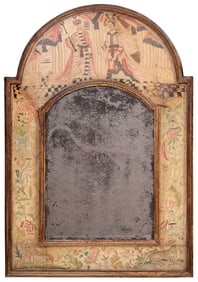 Rare Charles II Silk Embroidered Framed Mirror