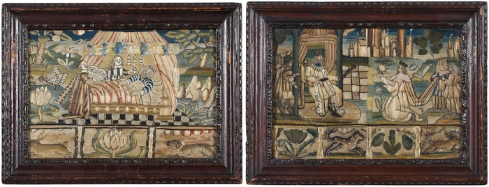 Pair of Charles II Framed Needleworks