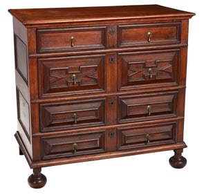Rare Boston Pilgrim Century Walnut Paneled Chest