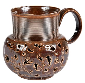 Squat Form Nottingham Carved Double Walled Stoneware Mug