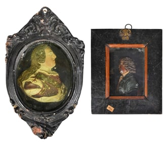 Two 18th Century Framed Wax Portrait Busts