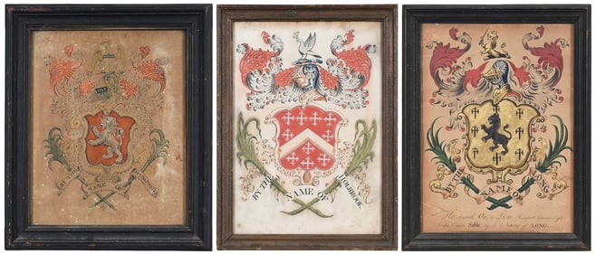 Three Framed Armorials Hand Painted