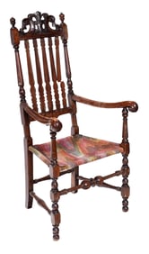 Massachusetts William and Mary Carved and Turned Armchair
