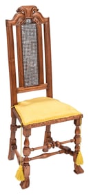 Fine and Rare Boston William and Mary Cane Back Side Chair
