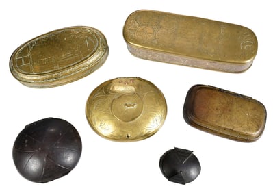 Six Dutch Brass and Iron Tobacco Boxes