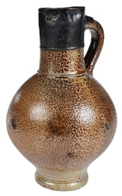 Salt Glazed Jug with Silver Collar