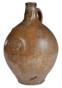 Large German Stoneware Bellarmine Jug with Medallion