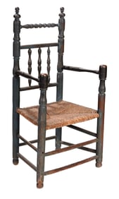 American Pilgrim Century Carver Chair in Blue Paint