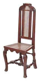 Rare Boston Queen Anne Carved Cane Back Side Chair