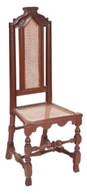 Rare Boston William and Mary Carved Cane Back Side Chair