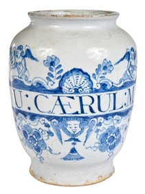 English Delft Blue and White Dry Drug Jar