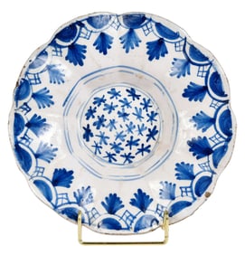 English Delft Blue and White Lobed Dish