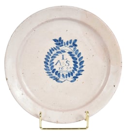 English Delft Blue and White Dated Marriage Plate