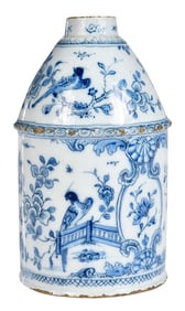 Dutch Delft Blue and White Conical Tea Caddy
