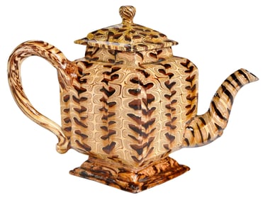 18th Century Staffordshire Agateware Teapot