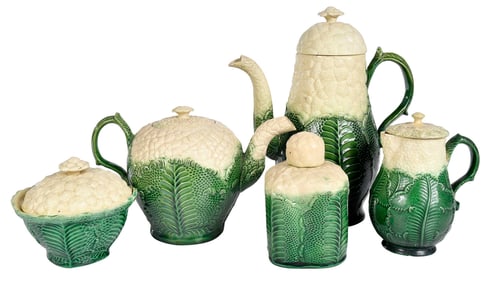 Six Staffordshire Cauliflower Creamware Serving Pieces