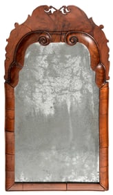 Fine William and Mary Figured Walnut Mirror