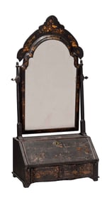 Queen Anne Japanned Slant Front Dressing Mirror