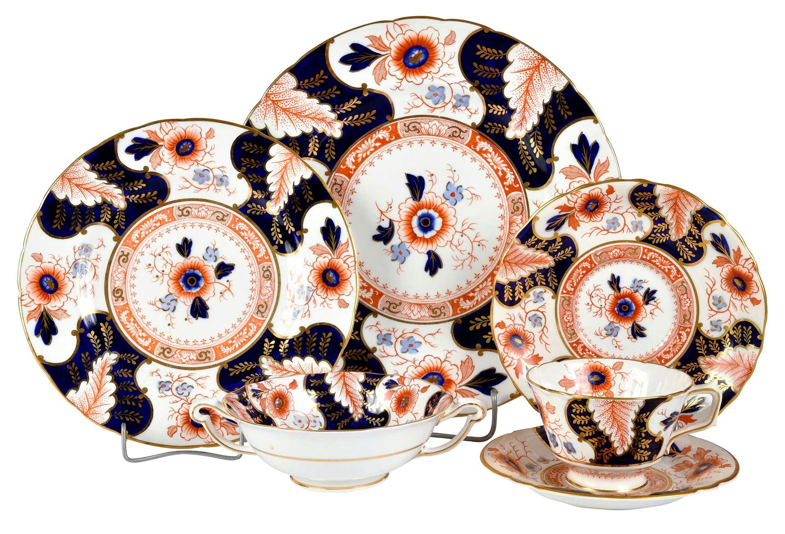 80 Piece Royal Crown Derby Battersea Partial Service in the Imari Palette (1 of 9)