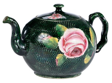 Staffordshire Salt Glazed Pottery Teapot and Cover