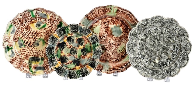 Four Assorted Whieldon Type Staffordshire Pottery Plates