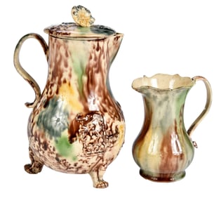 Two Whieldon Type Tortoiseshell Glaze Covered Creamers