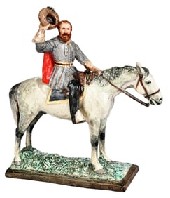 Kathleen Wheeler Crump Glazed Pottery Figure, J.E.B. Stuart