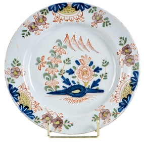 English Delft Polychrome Chinoiserie Plate