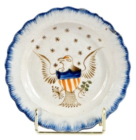English Pearlware Feather Edge Plate with Great Seal of the United States